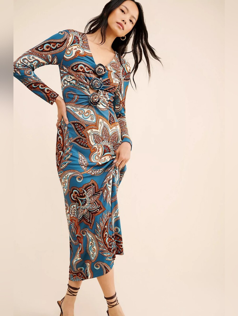 FARM Rio Wonderful Bouquet Midi Dress | Blue Paisley Floral Midi | NWT Style
